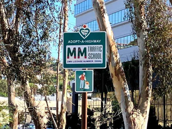 MM Traffic School 163 N Friars Road on-ramp sign